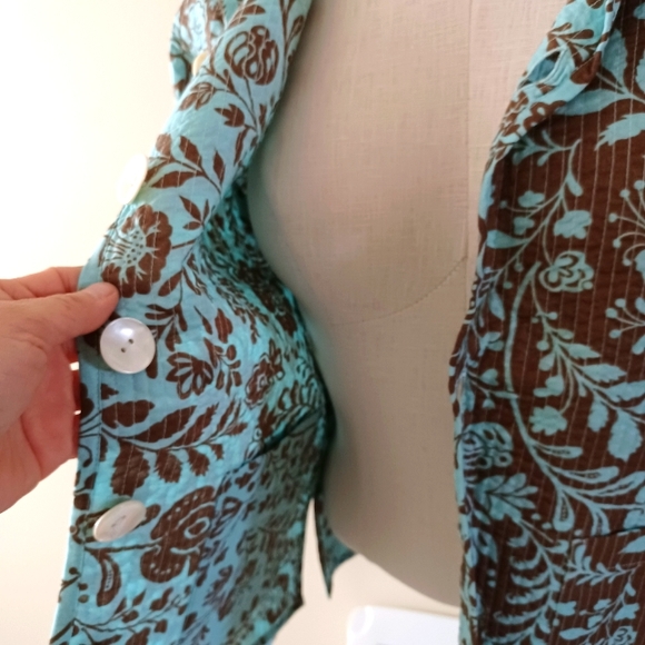 NOT Stunning Nomadic Traders Reversible Teal Quilted Small Jacket Blazer - Picture 8 of 9